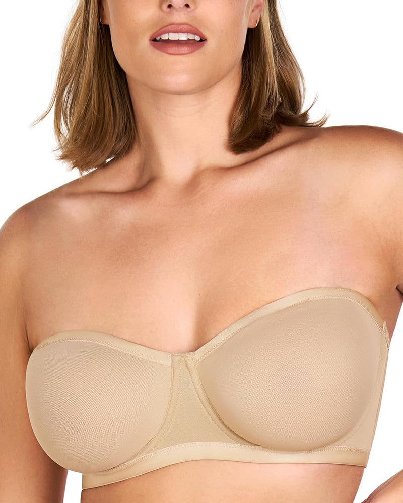 Strapless Mesh Balconette Underwire Bra