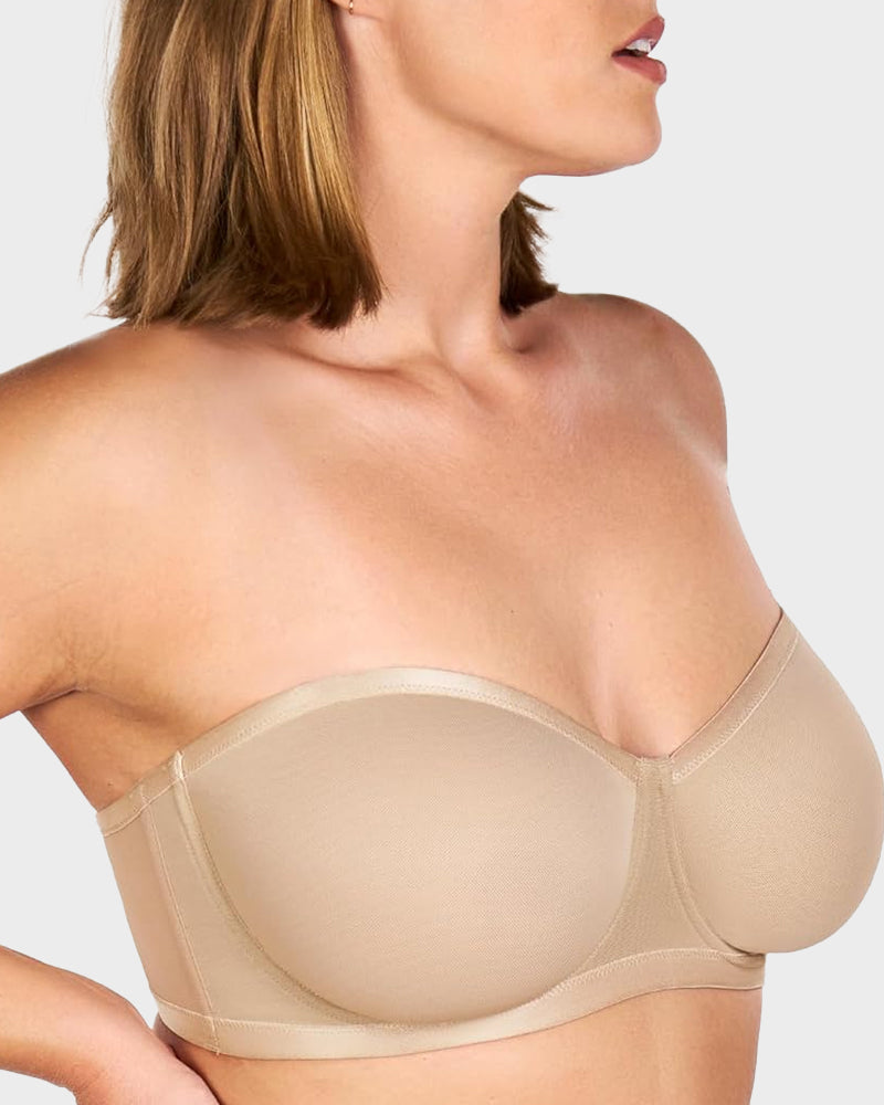 Strapless Mesh Balconette Underwire Bra