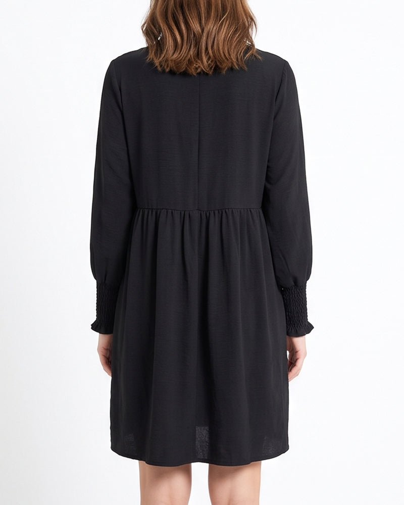 Smocked Sleeve Babydoll Mini Dress