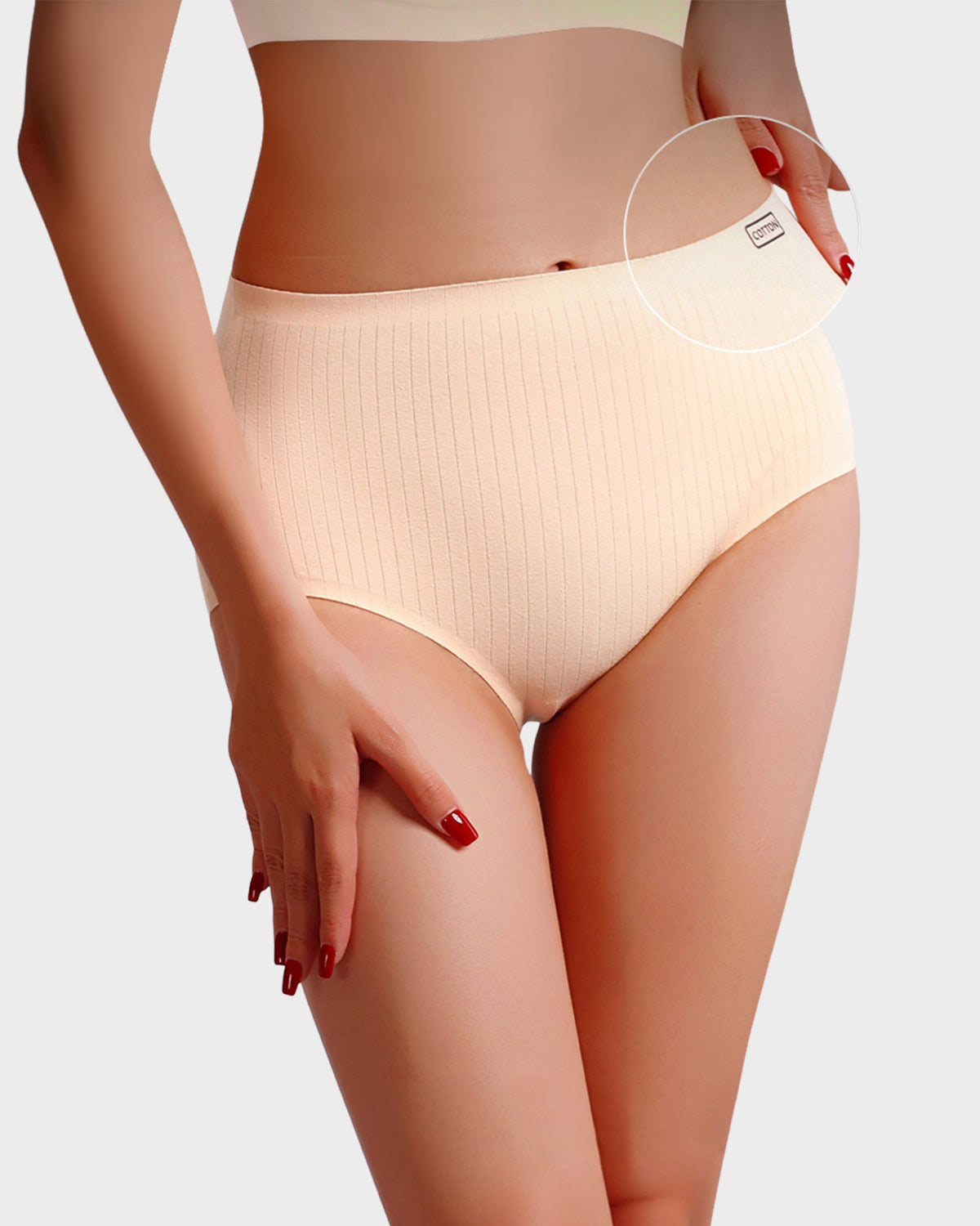 High-Waisted Cotton Seamless Lifting Briefs  (4 Pack)