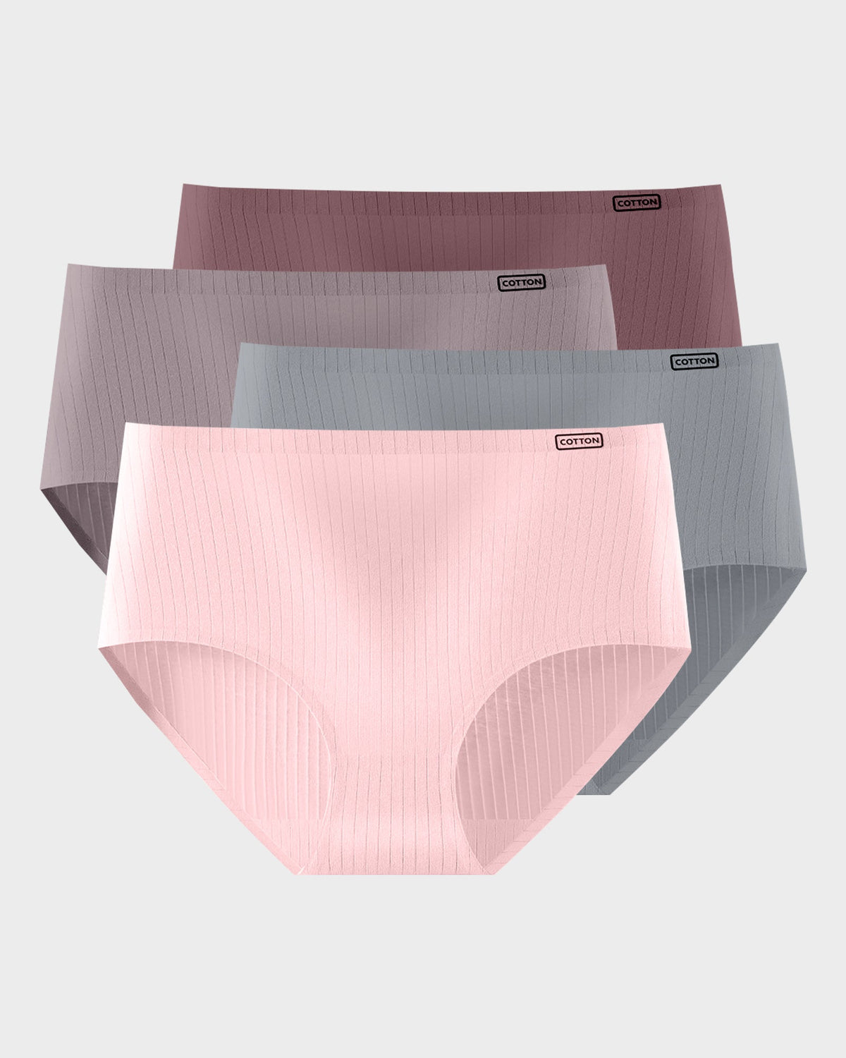 High-Waisted Cotton Seamless Lifting Briefs  (4 Pack)