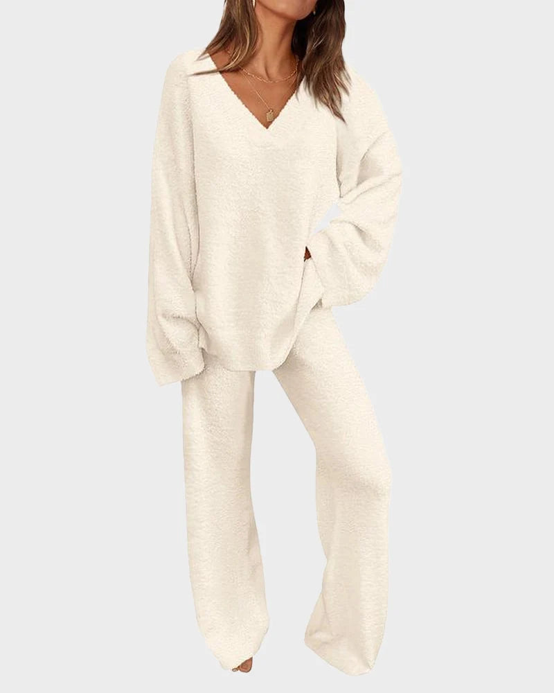 Women’s V-Neck Top & Wide-Leg Lounge Set